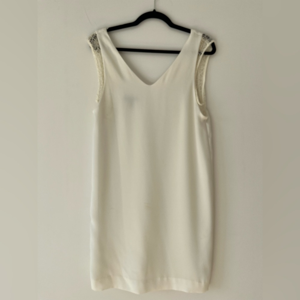 Mango MNG Suit lace trim cap sleeve tunic white dress US XS